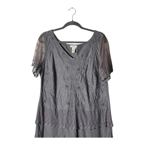 2015. ANTHROPOLOGIE SUNDANCE MISTY ISLIES LINEN FLORAL MIDI DRESS SIZE‎ 12 LACE - Picture 3 of 8
